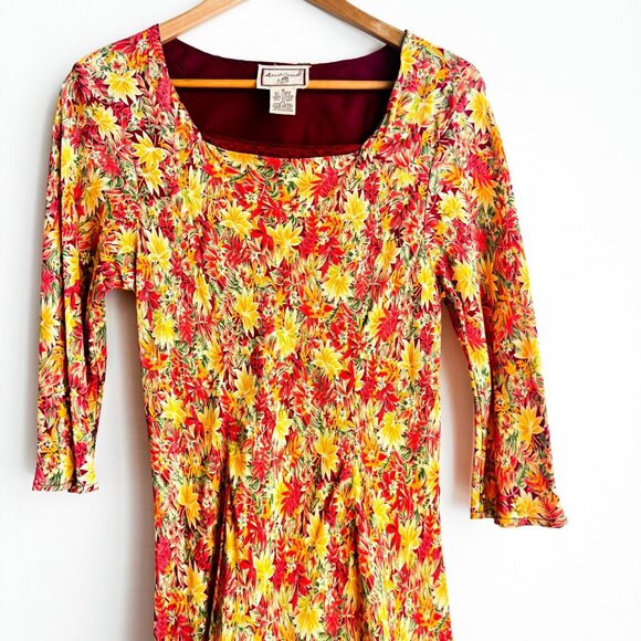 April Cornell Colourful Bias Cut Floral Dress M - Picture 3 of 8
